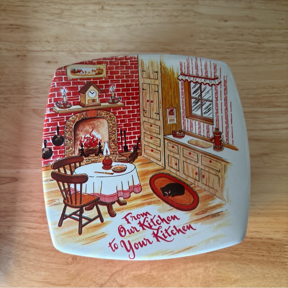 VINTAGE MCM Christmas COOKIE CANDY Container "FROM OUR KITCHEN TO YOUR KITCHEN"